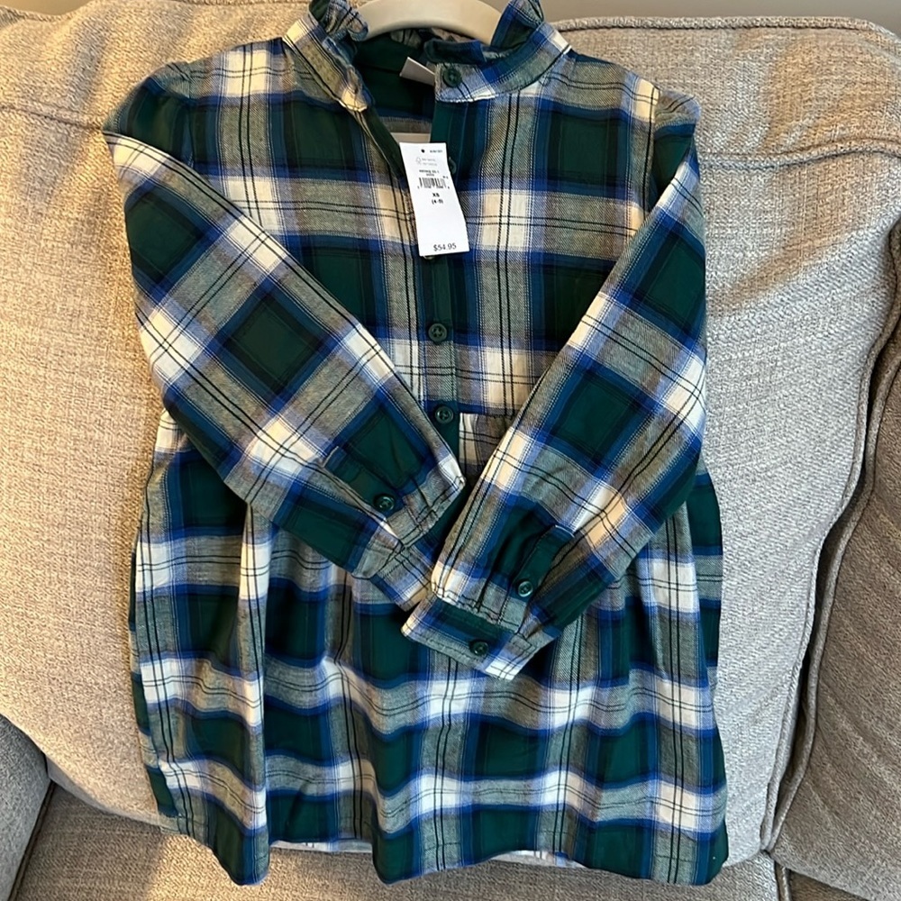 NWT Girl’s GAP Tunic plaid top size XS 4-5